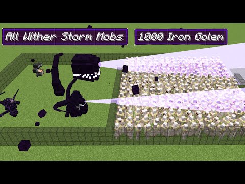 1000 iron golem vs all wither storm mobs | Minecraft Mob Battle