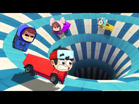 NÃO CAIA NO BURACO DA MORTE no GTA 5 😱😂 BATALHA DE CAMINHÕES com JEREDY, BUNNY E LUA99