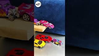 1:64 Scale Multi-Car Crash: Can the Ferrari Survive the Drop? 🚨 #shorts