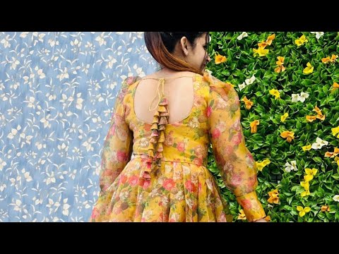 ￼ Frock, cutting and stitching ￼ with potli buttons very easy method, 👌￼￼