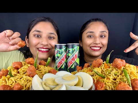 Eating Veg Masala Maggie with Boil Egg and soy Pakoda 😋|Food Challenge