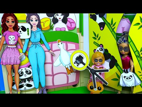РУМ ТУР В ПАНДА🐼 СТИЛЕ! НОВЫЙ ДОМИК🏡 бумажной куклы ДОМИКИС куклы БАРБИ и ЛОЛ обзор ДАРИНЕЛКАТВ