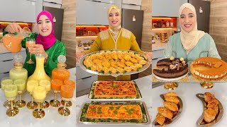 مائدة اليوم الثامن من رمضان كلشي ساهل و سريع كيش هشيش مع تحلية الهلال و 4 أنواع عصائر 👌