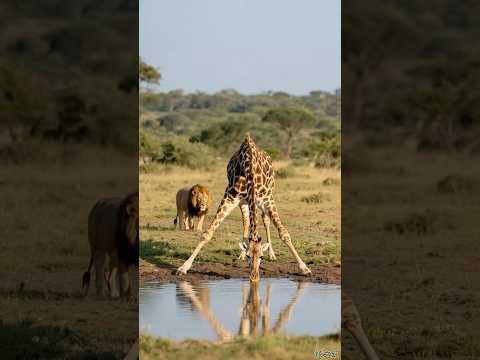 长颈鹿拼命反抗狮子(Giraffe Desperately Fighting Back Against Lions) #lions #giraffe