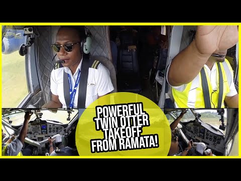 Pilot Patricia tailing the Lead! Powerful Twin Otter Takeoff from Ramata! [AirClips]