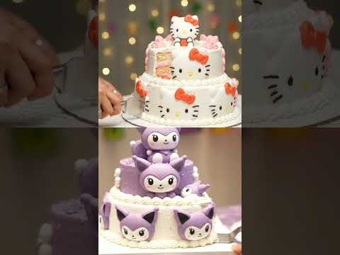Birthday cake kuromi and Hello Kitty #happybirthday #kuromi #hellokitty #sanrio
