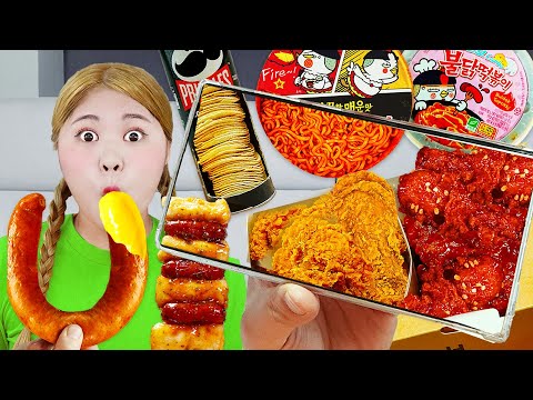 Mukbang Spicy Fried Cheetos Chicken Fire Spicy Noodles by HIU 하이유