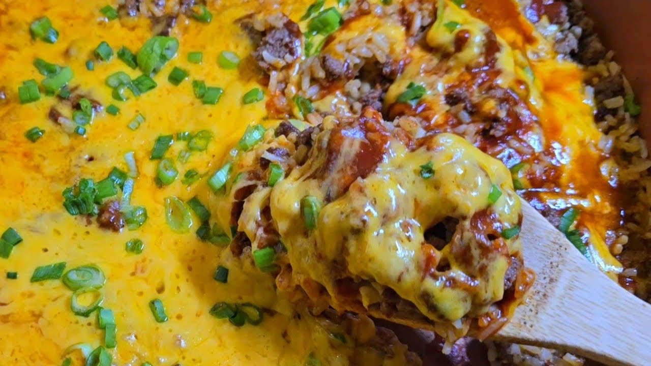 One-pan ENCHILADA RICE Casserole EASY! BEEF & RICE Enchiladas Skillet Recipe