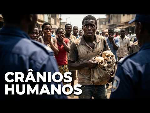 Jovem e pego com dois crânios humanos na via publica em angola parra realizar rituais