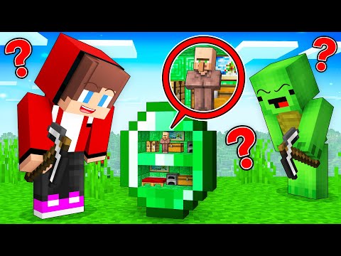 Mikey and JJ Found Villager’s Tiny Base in Minecraft (Maizen)