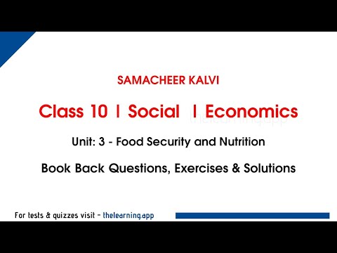 Food Security and Nutrition Exercises | Unit 3 | Class 10 | Economics | Social | Samacheer Kalvi