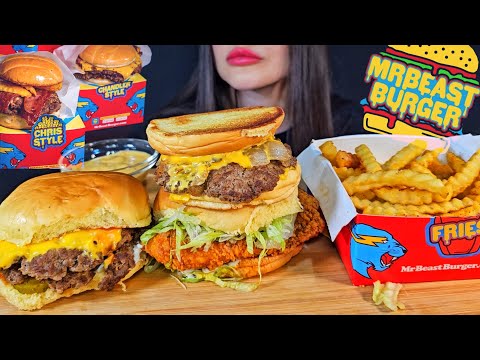 BURGERS & FRIES | EATING MR BEAST FAST FOOD | ASMR MUKBANG