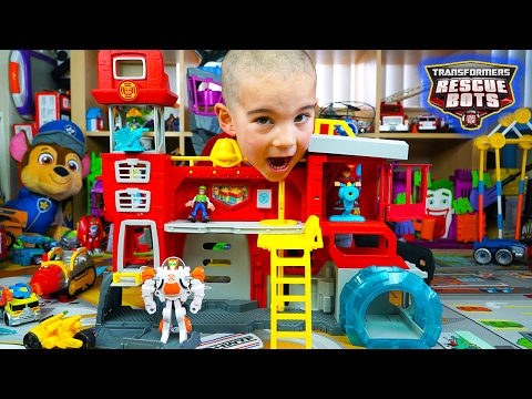Transformers Rescue Bots Toy UNBOXING! Griffin Rock Firehouse & Blades Pretend Play | JackJackPlays