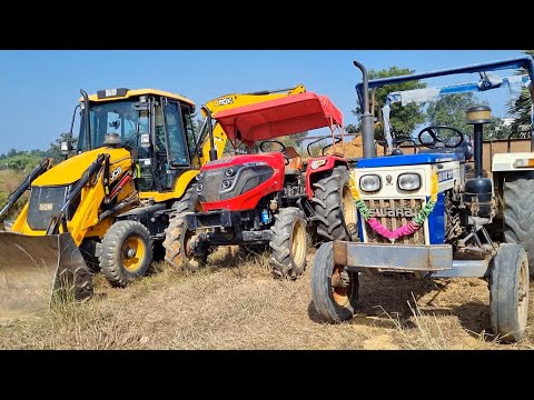 Jcb 3dx Eco Xpert Machine Loading Red Mud In Mahindra and Swaraj Tractors | Jcb Tractor Cartoon