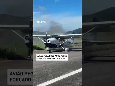 Avião pega fogo após pouso forçado em Pará de Minas #shorts