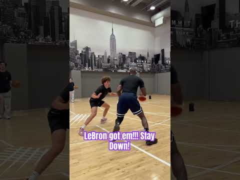 LeBron using his ball fake to create space for himself