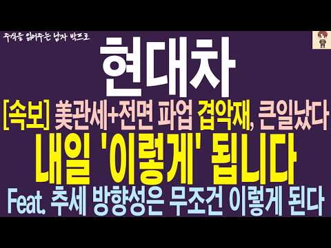 [현대차 주가전망] 美<strong>관세</strong>+전면 파업 겹악재 .. 큰일났다 .. 내일 이렇게 됩니다 ! 추세 방향성은 무조건 이렇게 된다 !