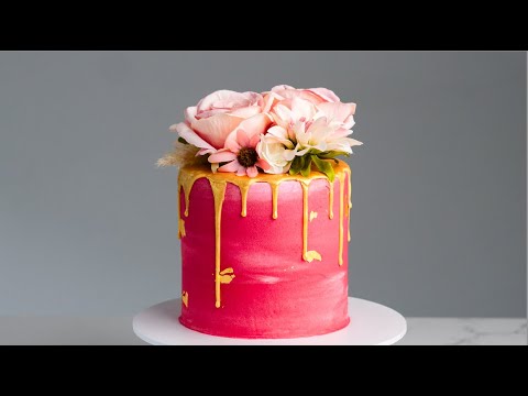 Gold Chocolate Drip Cake Decorating Tutorial