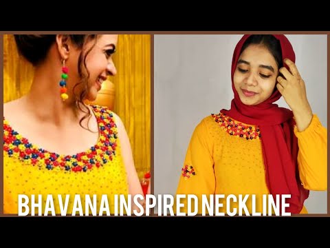 Bhavana Inspired Gown || Easy Hand Embroidery Tutorial...