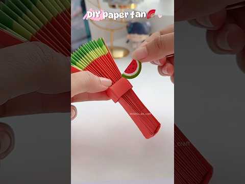 DIY watermelon paper fan 🪭 ✨ #shorts #art #diy #muktaartandcraft #youtubeshorts