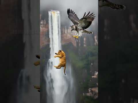 Eagle Rescues Lion Cub From deadly Fall! #animal #shorts