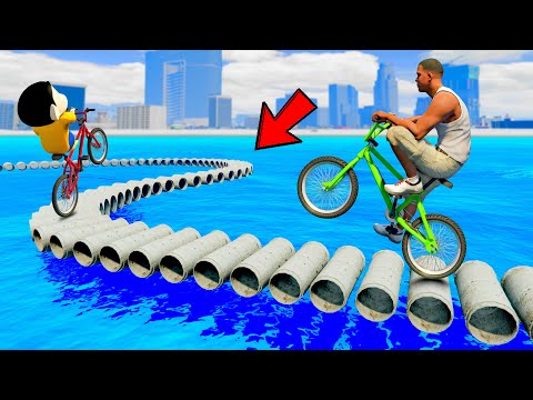 SHINCHAN AND FRANKLIN CORSSED PIPES BRIDGES ON THE SEA IN GTA 5