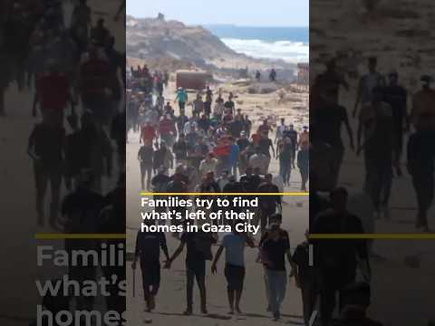 Families walk back to Gaza City minutes after ceasefire goes into effect | AJ #shorts