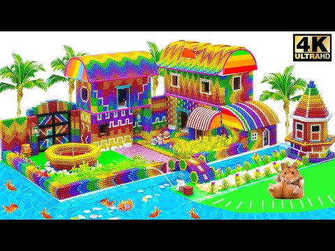 Magnet Satisfying | Build Large Villa Have Garden Around Underground Fish Pond From Magnetic Balls