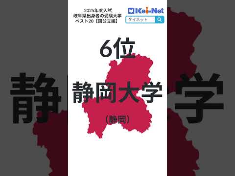 【2025国公立】岐阜県出身者の受験大学ベスト20【河合塾】