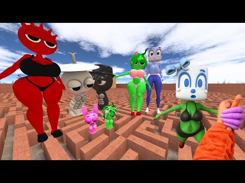 BIG NEW MAZE INCREDIBOX SPRUNKI FAMILY, FROM FULL HOTEL OF ANGRY PINKYS AND MORE NEXTBOTS, MR SUN in