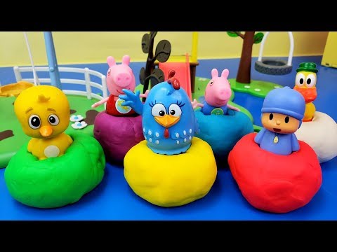 Ajudem Mamãe Pig a encontrar a Peppa Pig, Pocoyo e Galinha Pintadinha.