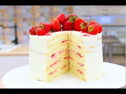 Торт Молочная Девочка / Бисквитный Торт с Клубникой / Sponge Cake Recipe