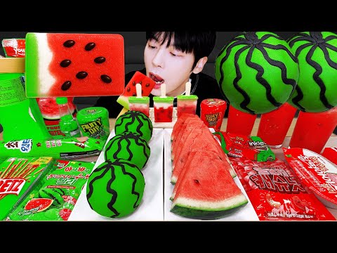 ASMR MUKBANG | 수박 디저트 아이스크림 탕후루 딸기 수박젤리 먹방 & 레시피 DESSERT ICE CREAM WATERMELON TANGHULU