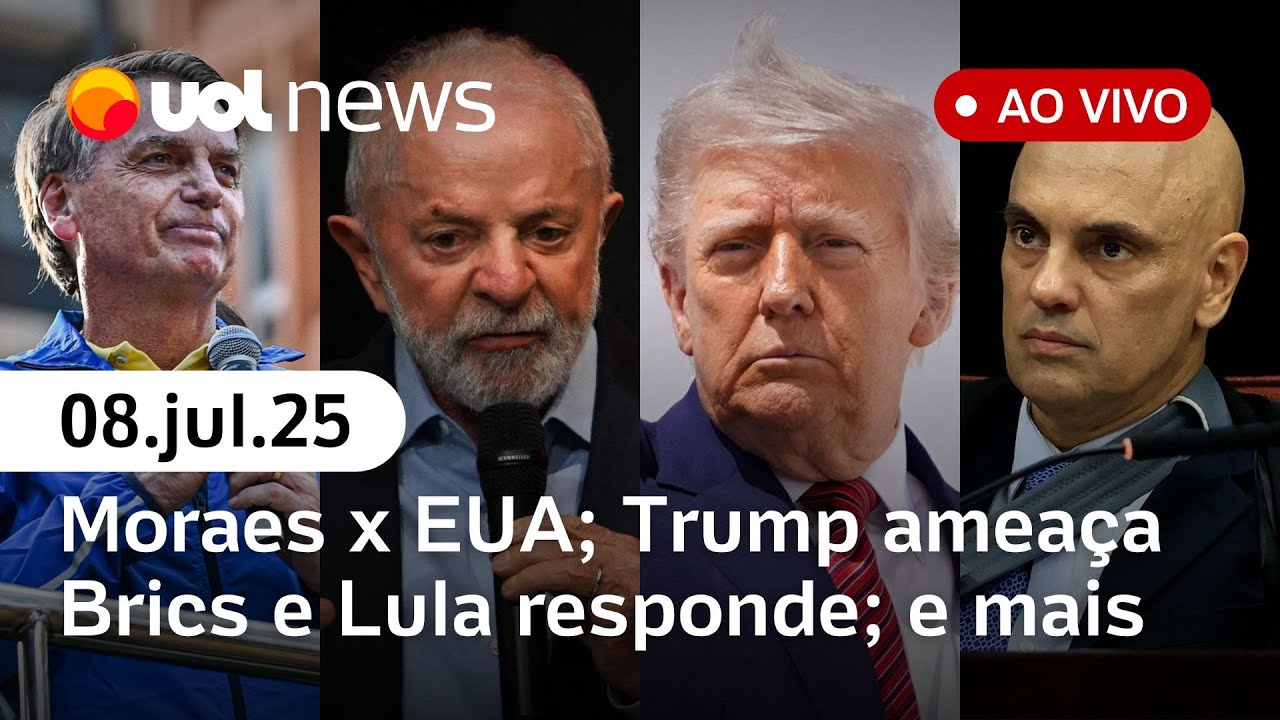 Moraes na mira da Justiça dos EUA; Trump ‘aborrecido’; Lula reage a ameaça ao Brics; e + | UOL News
