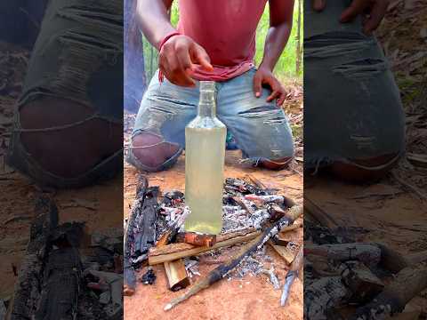 Survival Life Hack with Branch and Bottle.#survival #lifehacks #camping #bushcraft