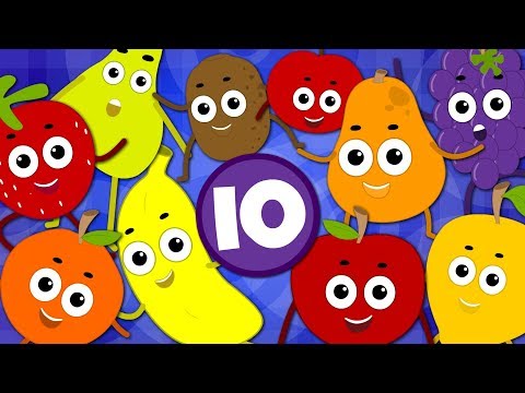 ten Little Fruits jumping On The Bed | Learn Fruits | Fruits Song For Children