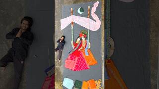 🥻Saari Art of  Krishna ji & Radhe ji,😱￼ // #janmashtami #janmashtamispecial #krishna