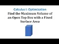 Maximizing Volume of an Open-Top Box
