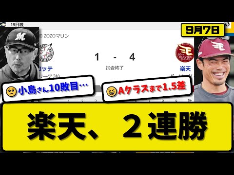 【3位vs4位】楽天イーグルスがロッテマリーンズに4-1で勝利…9月7日2連勝でAクラス1.5差接近…先発岸6回無失点4勝目…浅村&伊藤&安田が活躍【最新・反応集・なんJ・2ch】プロ野球