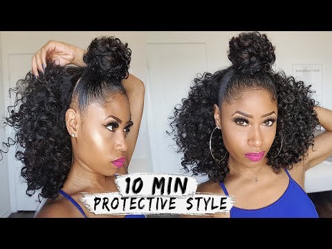 EASY 10-MIN BUN + HALF DOWN CURLY STYLE! | hair how-to