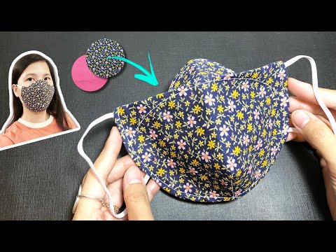New design - NO FOG ON GLASSES - Very quick & easy 3D face mask sewing tutorial circle template