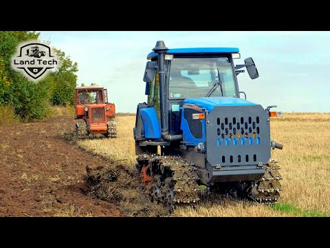 Старый ДТ-75 и новый Агромаш 90ТГ - вспашка поля на двух гусеничных тракторах!