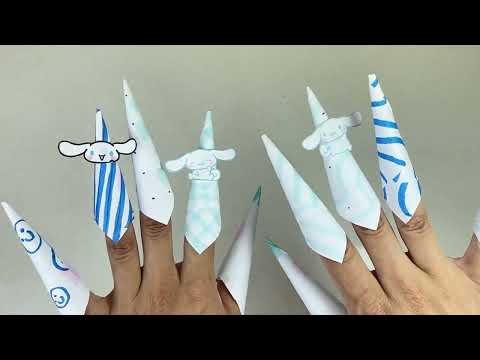 CÓMO HACER UÑAS DE PAPEL FÁCIL | Cinnamoroll Sanrio | how to make paper nails 💅 | paperdiy Blind bag