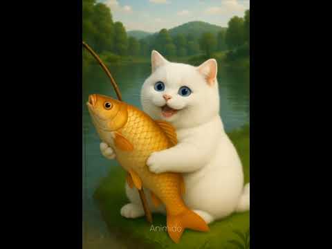 Wah ikannya besar 😱😺🐟 #shorts #kucing #ikan #lucu #animido