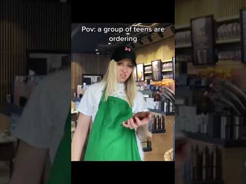 Teens ordering at Starbucks