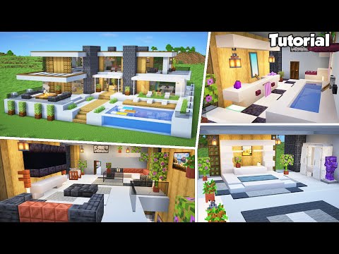 Minecraft: Modern House #56 Interior Tutorial - How to Build - 💡Material List in Description!