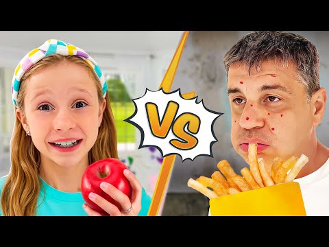 Good Food vs. Bad Food Challenge by Nastya and Dad