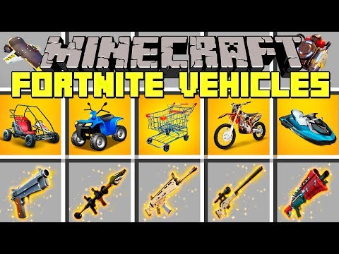 Minecraft FORTNITE VEHICLES MOD l SHOPPING CART, JETS, CARS, TRUCKS & MORE! l Modded Mini-Game