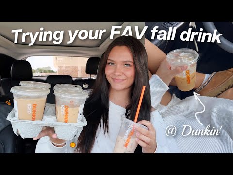 trying my subscribers FAV FALL drinks from Dunkin..