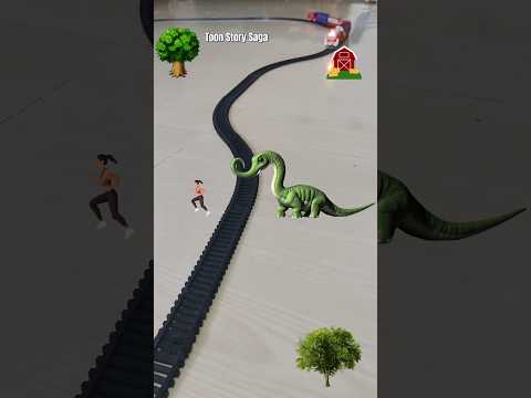Wild Dinosaur 🦕 is crossing the railway track and the train is approaching fast | Dinosaur 🦕